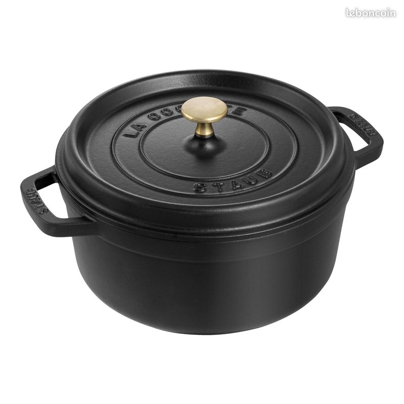 Neuf Cocotte 24 cm, Ronde, Noire, Fonte, Staub (image 1)