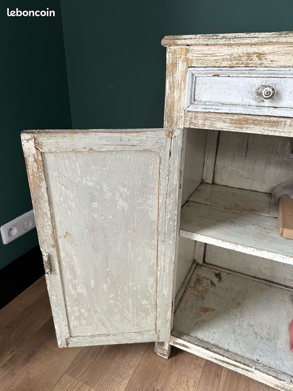 Meuble parisien vintage buffet étroit patiné (image 8)