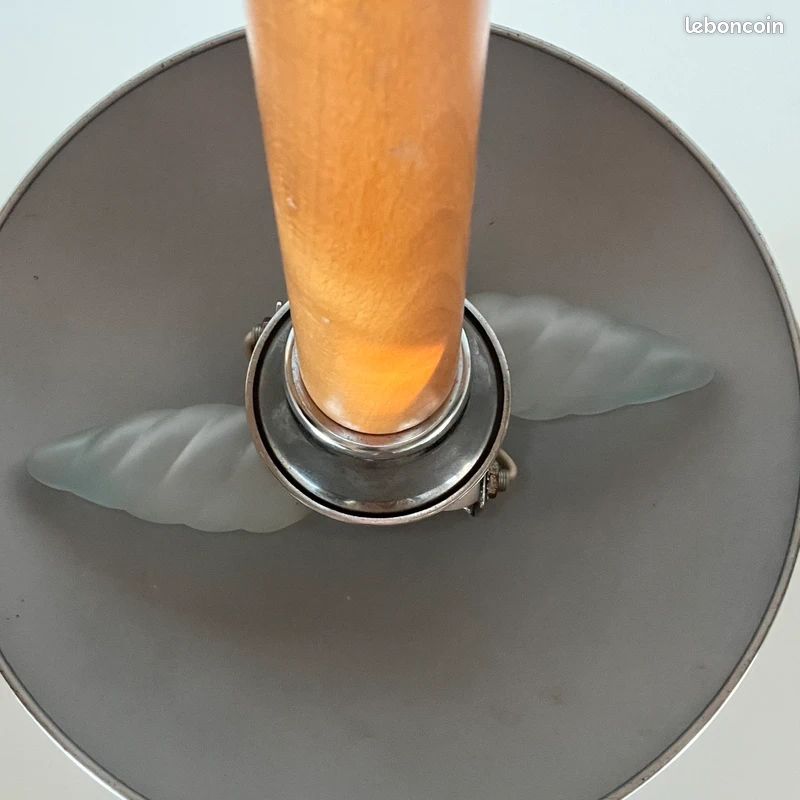 Lampe style Paquebot vintage chrome et bois champignon (image 8)