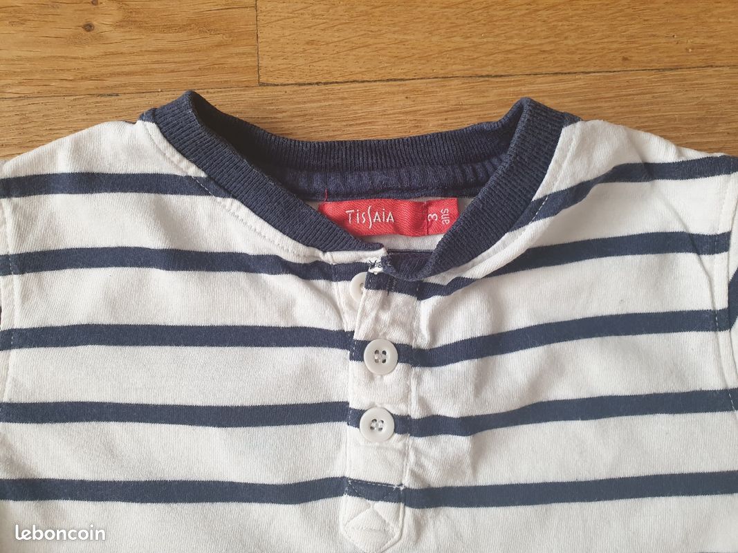 Tee-shirt manches longues marinière 3 ans (image 3)