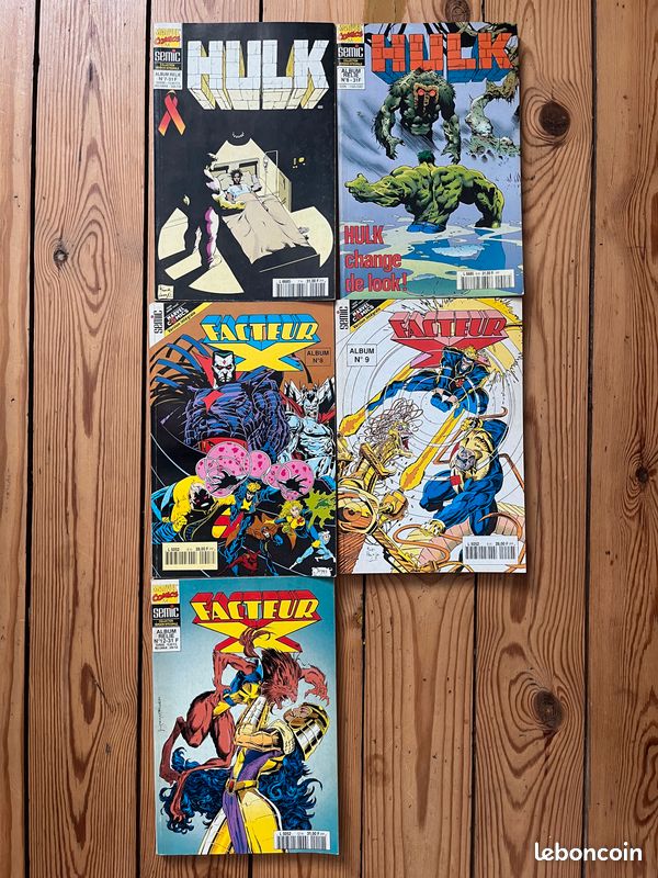 VERSION INTÉGRALE ALBUMS RELIÉS - HULK 7 & 8 - FACTEUR X 8 - 9 - 12 SEMIC - Lot Marvel VF vintage (image 1)