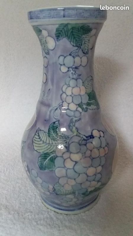 Grand Vase Vintage Italien LCS Décor Pommes - Céramique - Occasion Très Bon état - Déco Maison