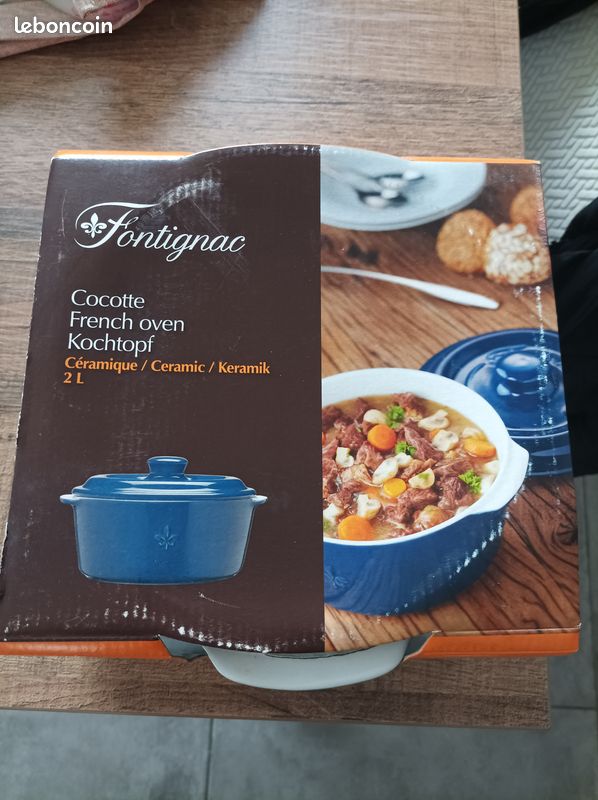 Cocotte Fontignac En Céramique 2L – Bleu – Vintage état Parfait