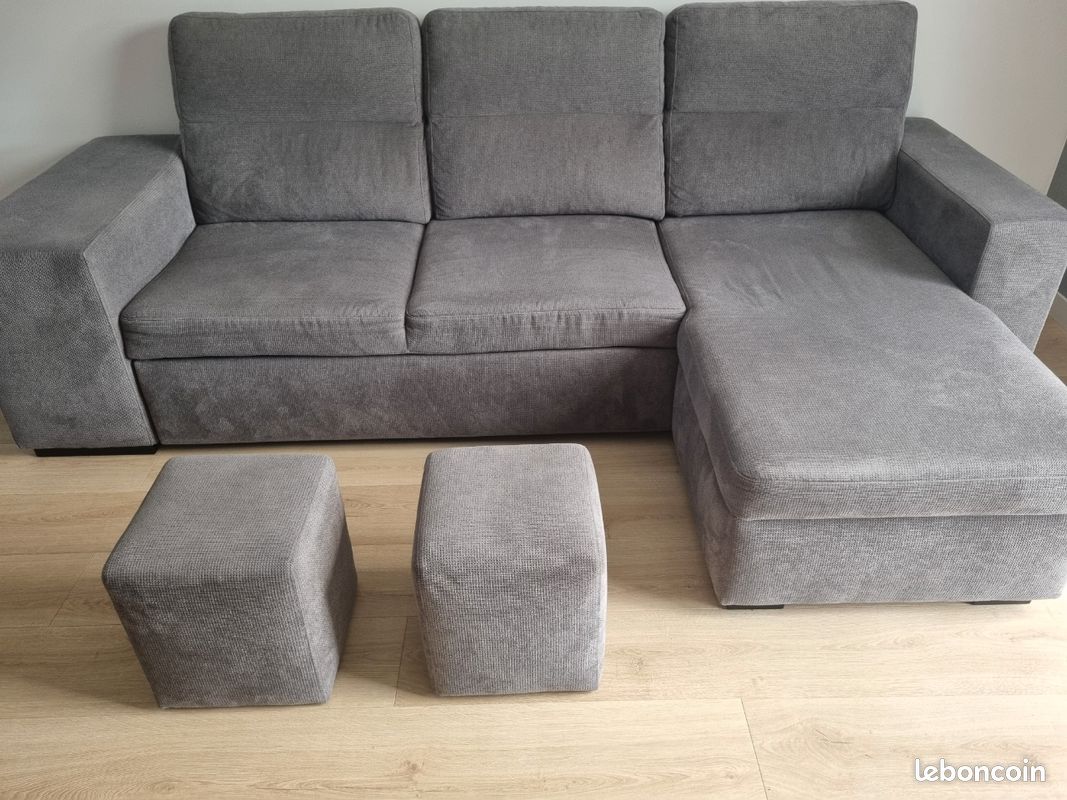 Canapé gris convertible et réversible (image 4)