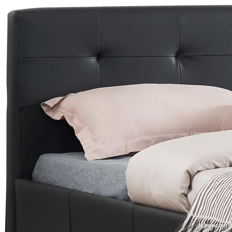 Lit Nico Noir avec matelas 140x190 direct entrepôt Versailles (image 4)