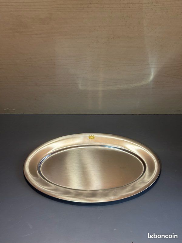 Plat Ovale Vintage Bouillet Bourdelle Inox ~44.5x25.5cm - Excellent état