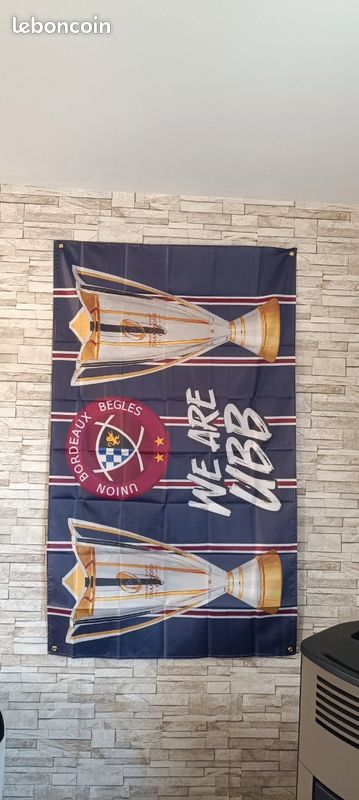 Drapeau UBB Union bordeaux Bègles taille 90 cm par 150 cm neuf (image 1)