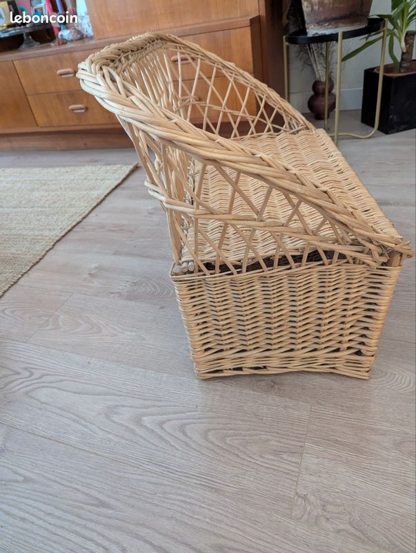 Fauteuil ou canapé coffre pour enfant en rotin vintage (image 2)