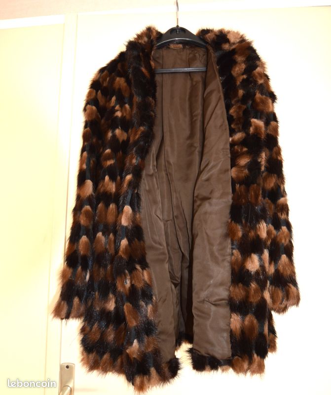 Veste En Vison Femme Taille 38-40 - Fourrure Marron, Neuf Sans étiquettes, Basique