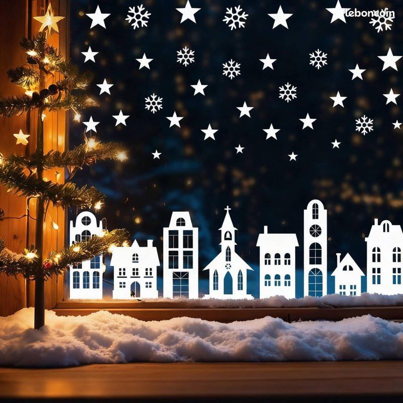 6 autocollants de fenêtre de Noël, autocollants de fenêtre de