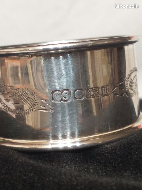 Porte-serviette Ancien En Argent Massif 925 - Danemark, Vintage 1937 - Occasion Très Bon état