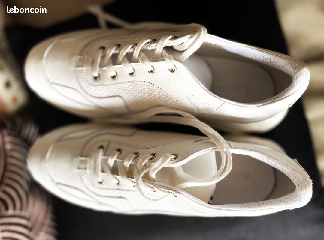 Baskets Sneakers blanches plate-forme neuves de Créateur (image 8)