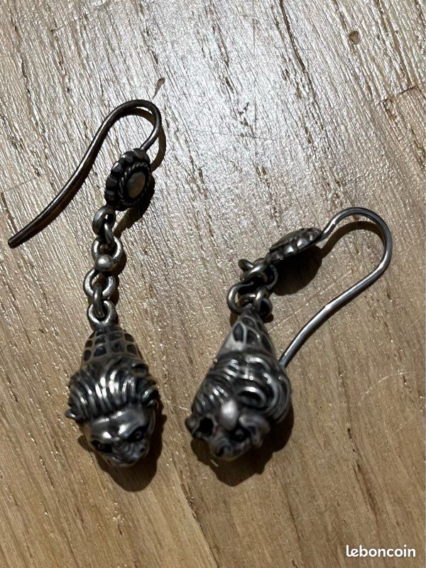 Ancienne Boucle D'Oreille Solitaire En Argent Massif 925 - Style Vintage