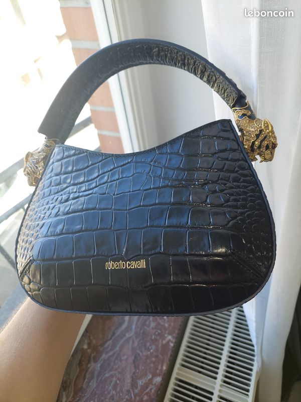 Sac Roberto Cavalli - Roar Medium Hobo Black avec Bijoux Tigres (image 1)
