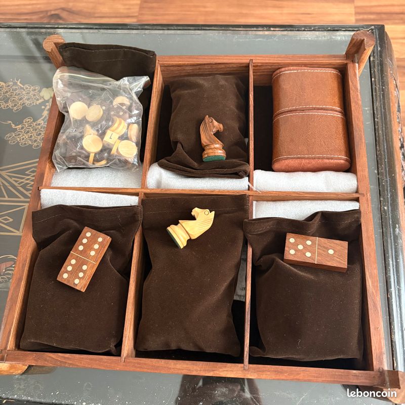Malette ancienne jeu de backgammon et jeu de dame