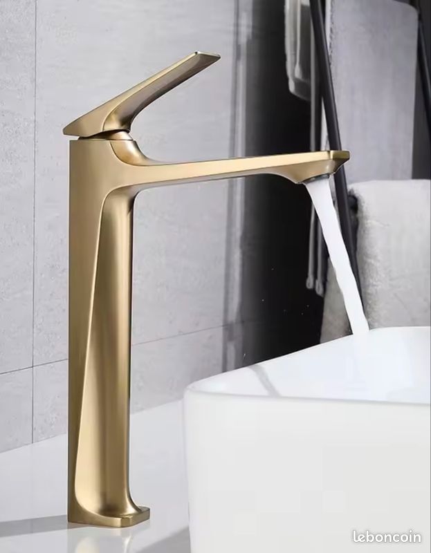 Double évier lavabo or brossée (image 1)