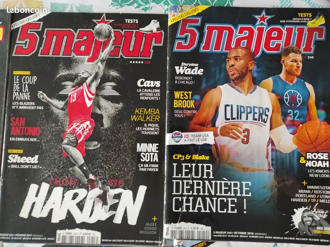 Lot 19 revues magazines "5 majeur" - 2016-2017-Basket NBA - PAS DE VENTE AU DETAIL (image 5)