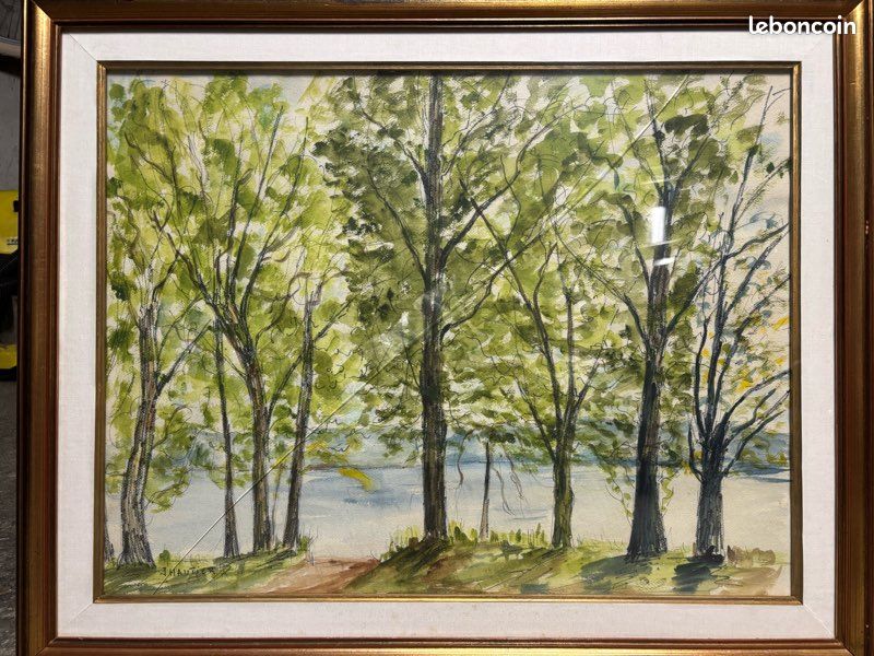 Tableau ancien aquarelle Hautier (image 1)