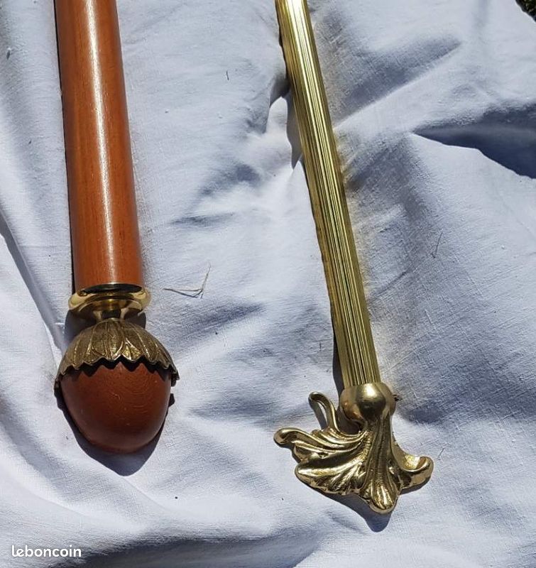Lot de 2 tringles à rideaux en laiton & bois de qualité (image 1)