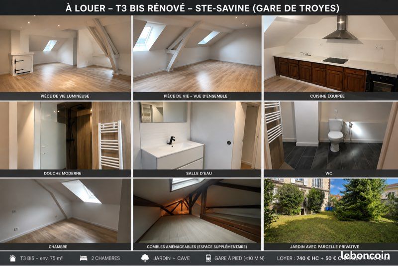 Appartement 3 pièces 75 m² · à Sainte-Savine · 75 m² · 790 €/mois