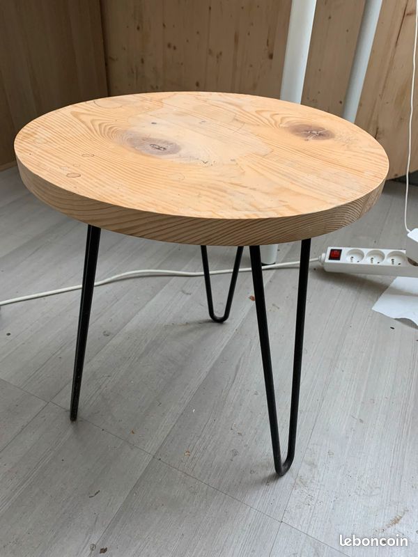 Bout de canapé bois - tabouret - pieds épingle (image 1)