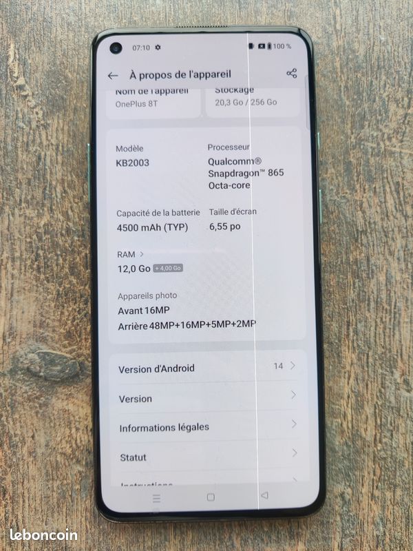 Téléphone one plus 8T 256Go (image 2)