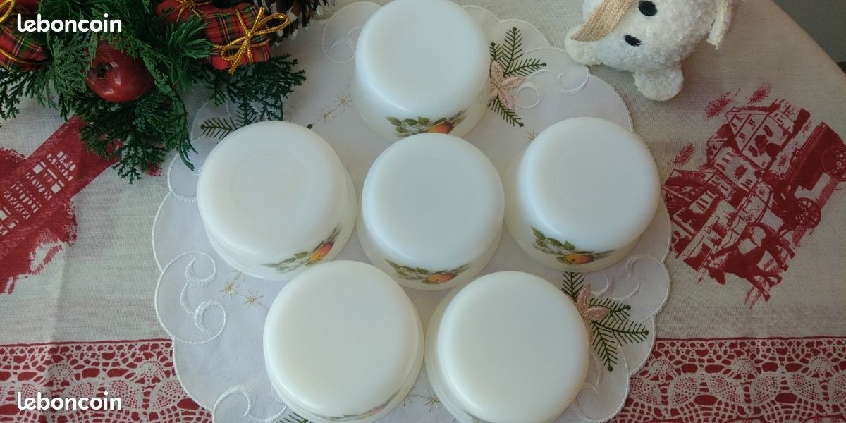 6 Vintage Arcopal RAMEQUINS, fruits De France Series