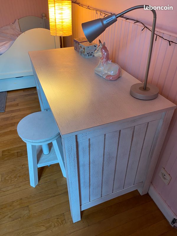 Bureau et table de chevet en bois lasuré (image 4)