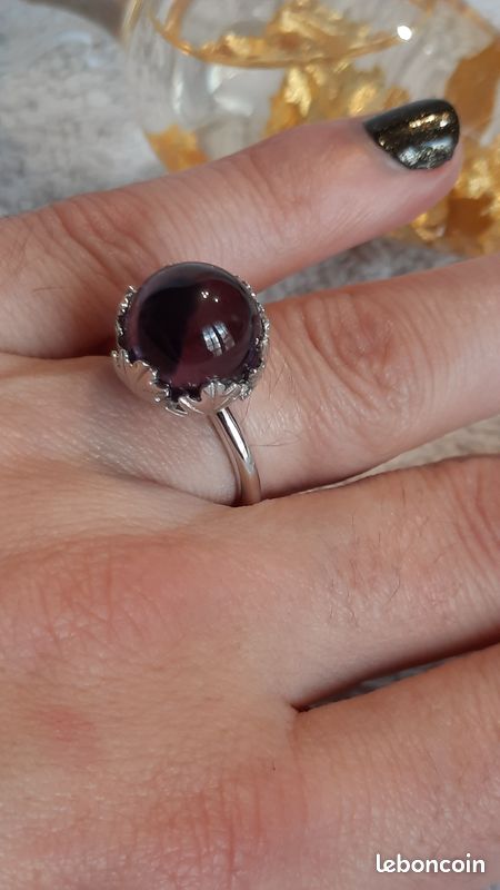 Bague BACCARAT Murmure En Argent 925 Et Cristal - Taille 55, Violette, Occasion Avec écrin