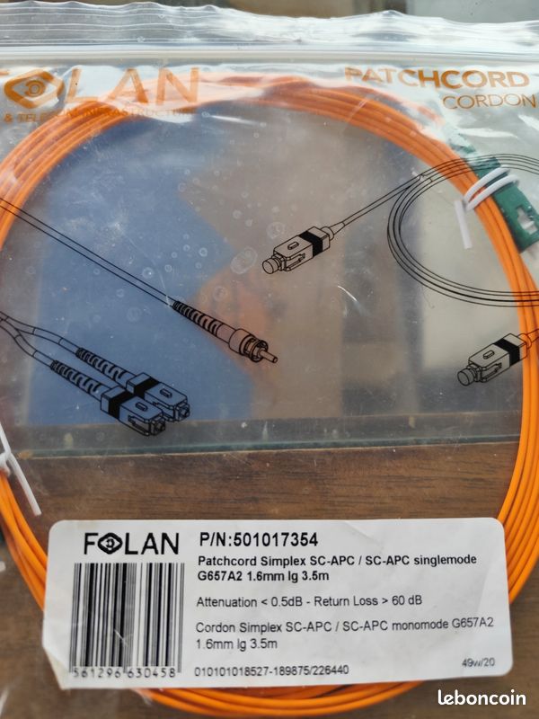 Cordon fibre optique simplex Folan (image 3)