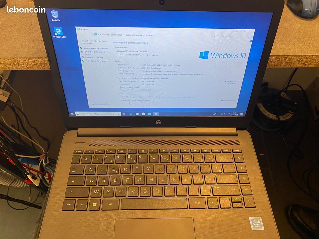 HP PC Portable 15,6"HD - Celeron N4000 - RAM 4Go - Stockage 128Go - Windows 10 - AZERTY (image 1)