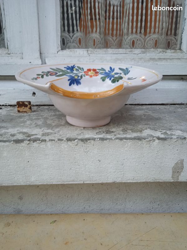 PLAT À BARBE en faïence ancienne à décor floral EUR 40,00 - FR