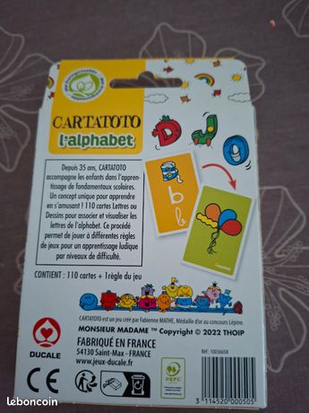 Carte à toto jeu alphabet pour apprendre les lettres facilement en s'amusant Carte à toto jeu alphabet pour apprendre les lettres facilement en s'amusant