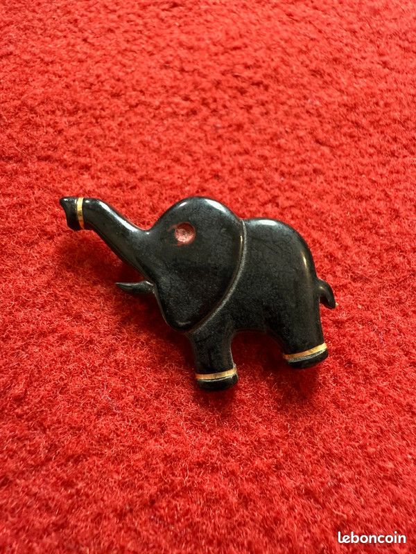 Petite Broche ÉLÉPHANT vintage 1950 damascene