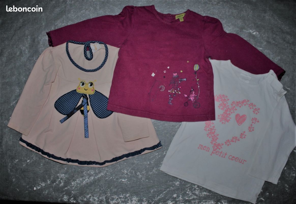 Lot 3 pull tee shirt manches longues pull fille 18 mois (image 1)