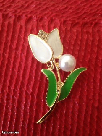Broche Tulipe Dorée Marque B B - Années 1970/1980 - Occasion Vintage
