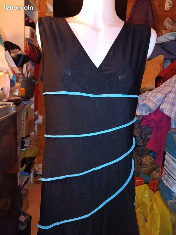 Robe Femme MIXIT Taille 8 - Sans Manches, Boutonnée Devant - Tissu Lin/rayon - Occasion Bon état