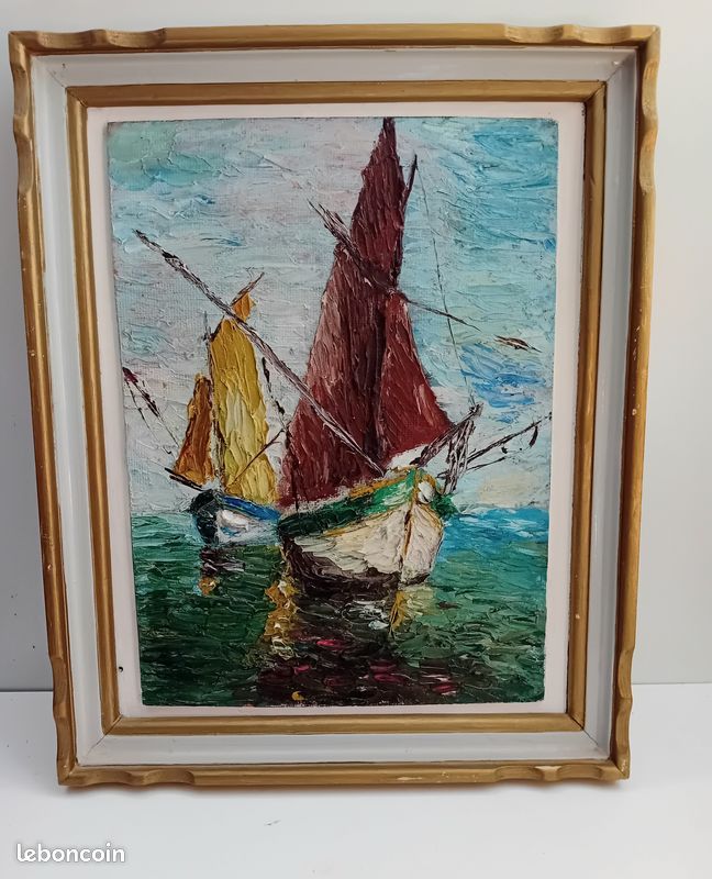 Tableau voilier peinture sur bois (image 1)