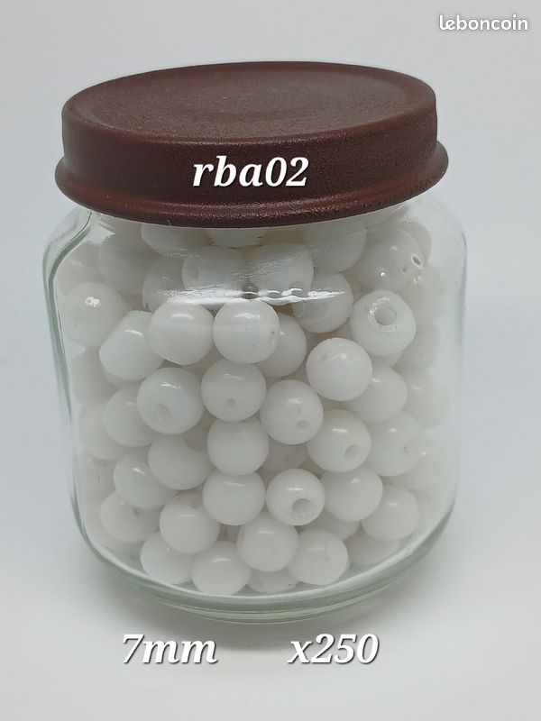 Lot 250 perles rondes anciennes blanches 7mm (rba02) (image 2)