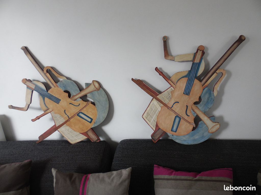 Sculpture bateau canard en bois colore (image 3)