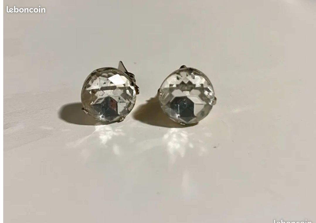 Boucles D'oreilles Clip Vintage Style 1970 - Type Cardin, Courrèges - Occasion