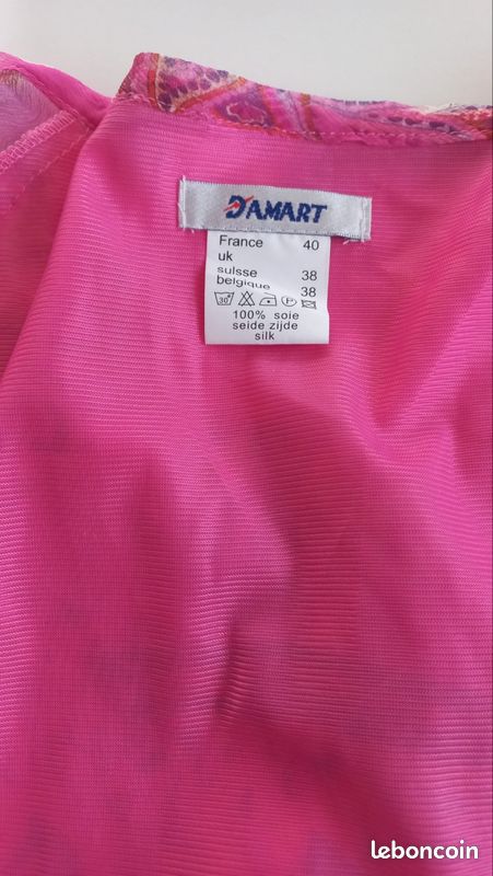 Ensemble jupe blouse Damart taille M 100% soie (image 2)