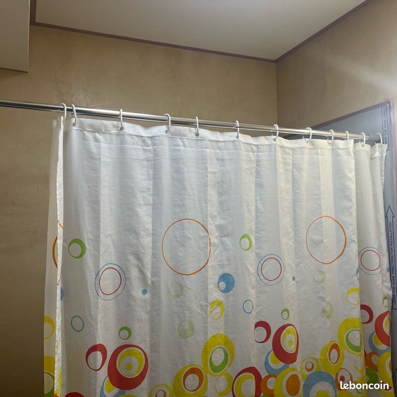 Rideau de douche 180 cm avec anneaux (image 2)
