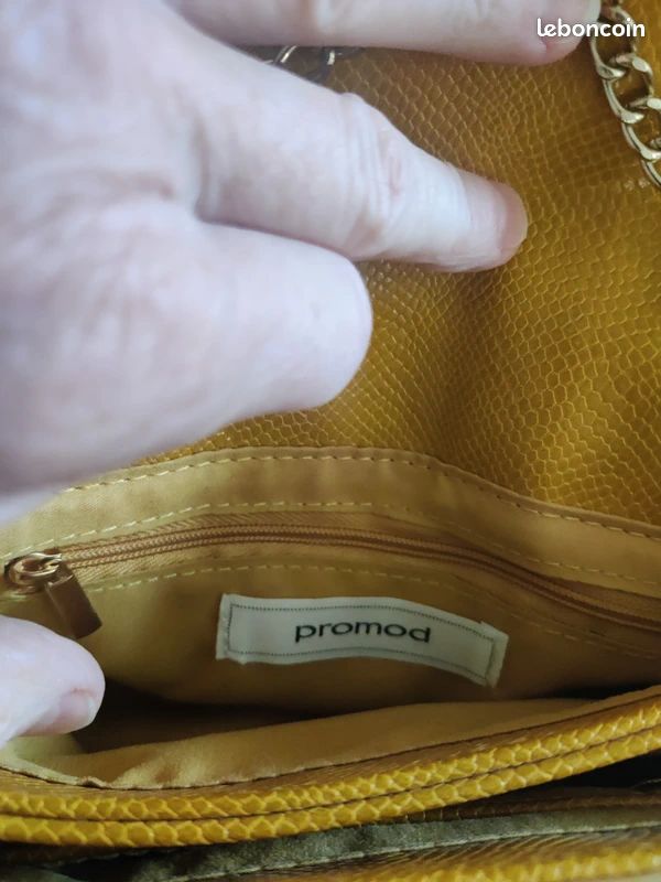 Petit Sac à Main Femme Jaune En Similicuir - Bandoulière, état Comme Neuf