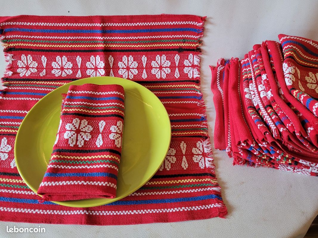 Lot De 3 Serviettes Anciennes Brodées Monogramme S Rouge Années 1920-30 + Napperon Offert