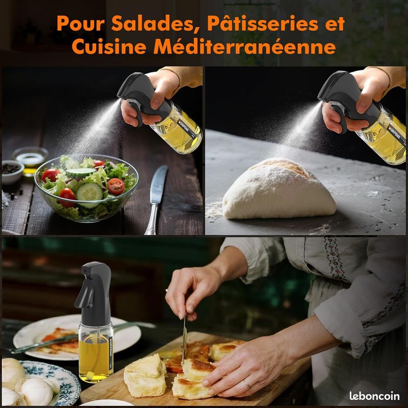 Pulvérisateur Huile 200 Ml Verre Alimentaire – Spray Huile Réglable Pour Cuisson, Friteuse Air, Salades