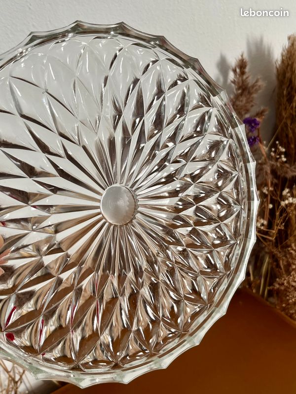 Dessous De Plat Vintage En Verre – Forme Diamant 20 Cm – Multicolore – Neuf