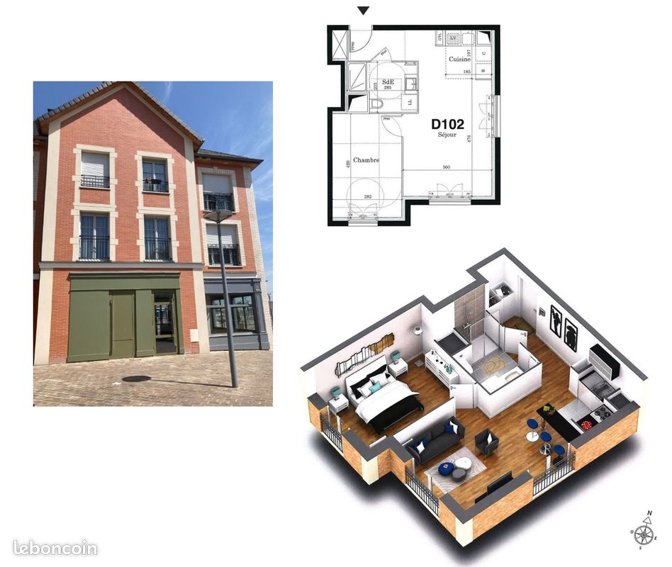 Appartement 2 pièces 43 m² · à Domont · 42,6 m² · 850 €/mois