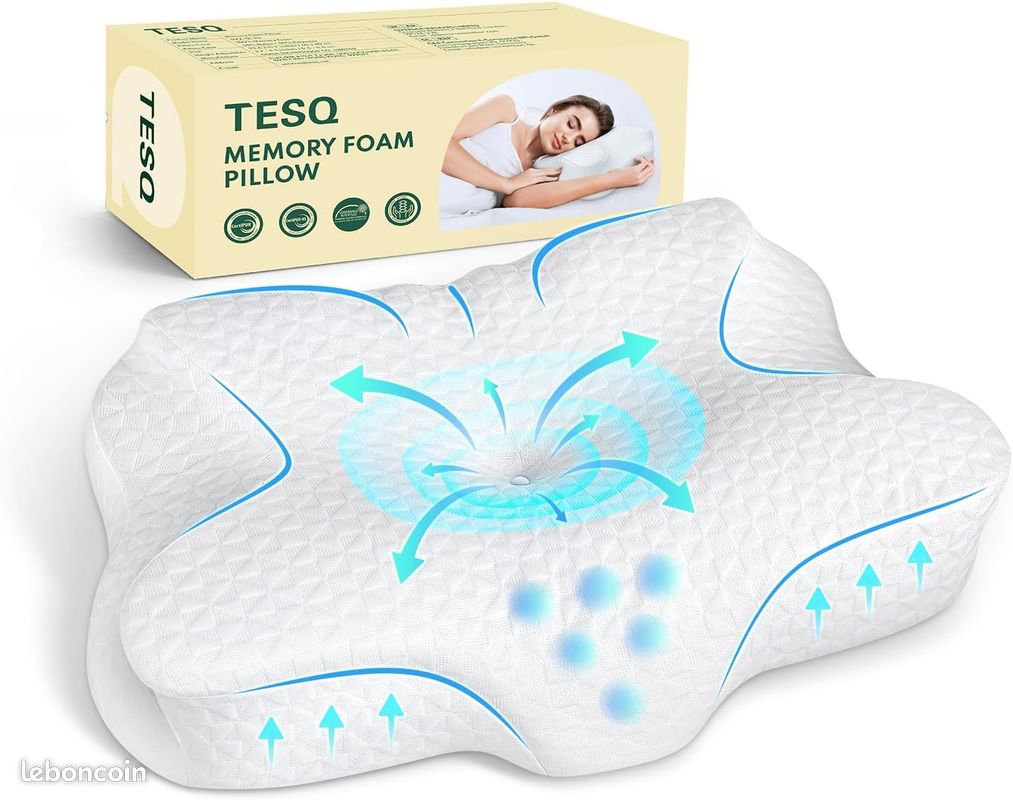 NEUF - Oreiller Cervical Ergonomique 2 en 1 marque TESQ (image 1)