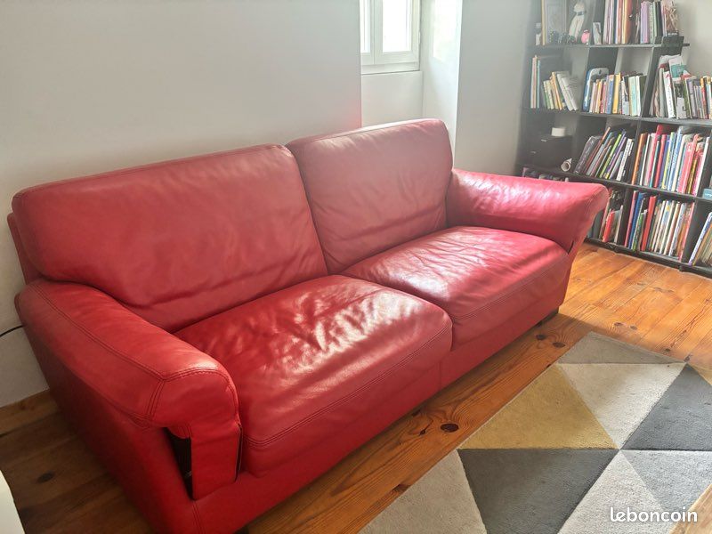 Canapé cuir 2 places rouge (image 2)